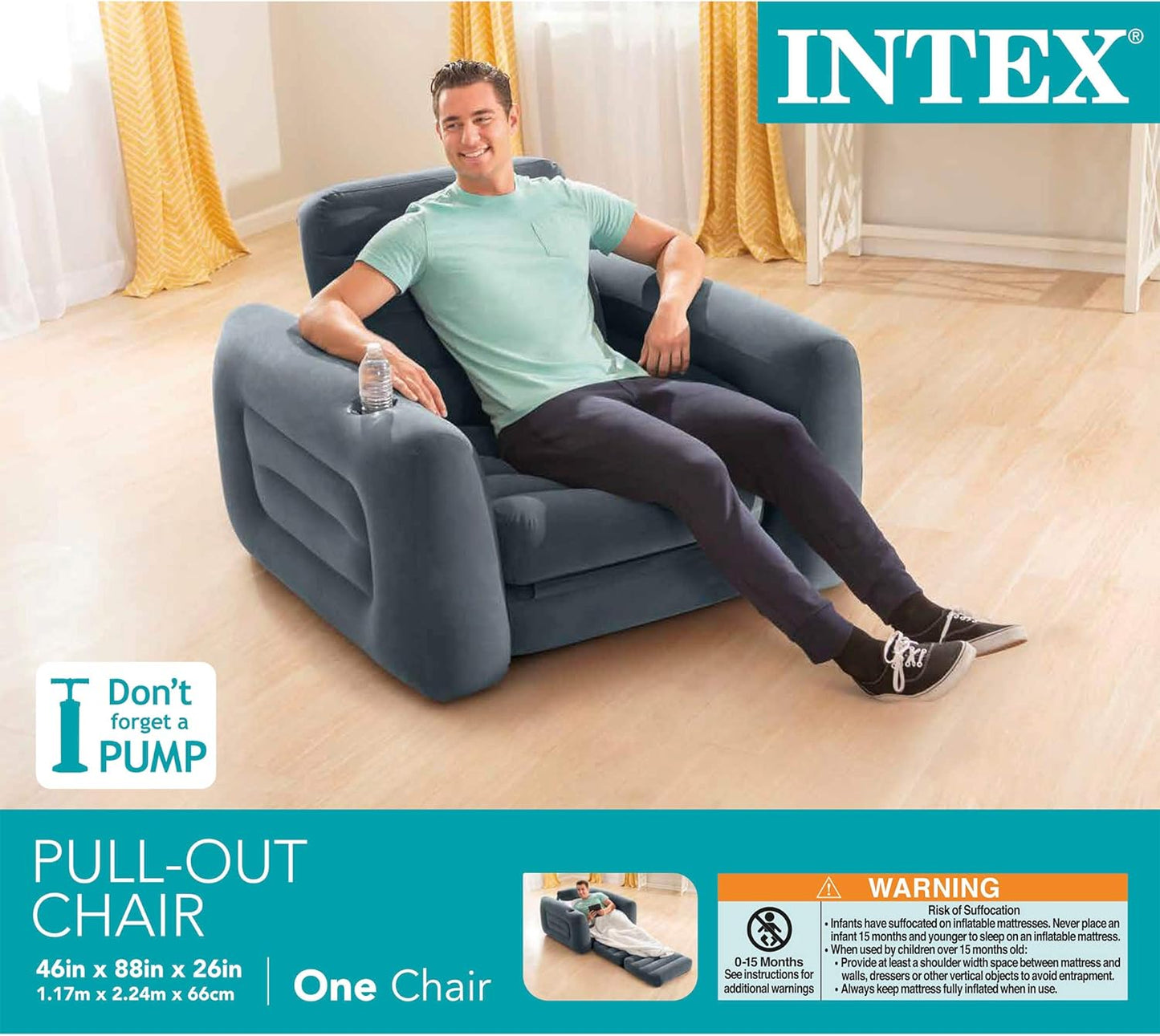 Intex Pull-Out Inflatable Chair (2-in-1 Sofa Bed)