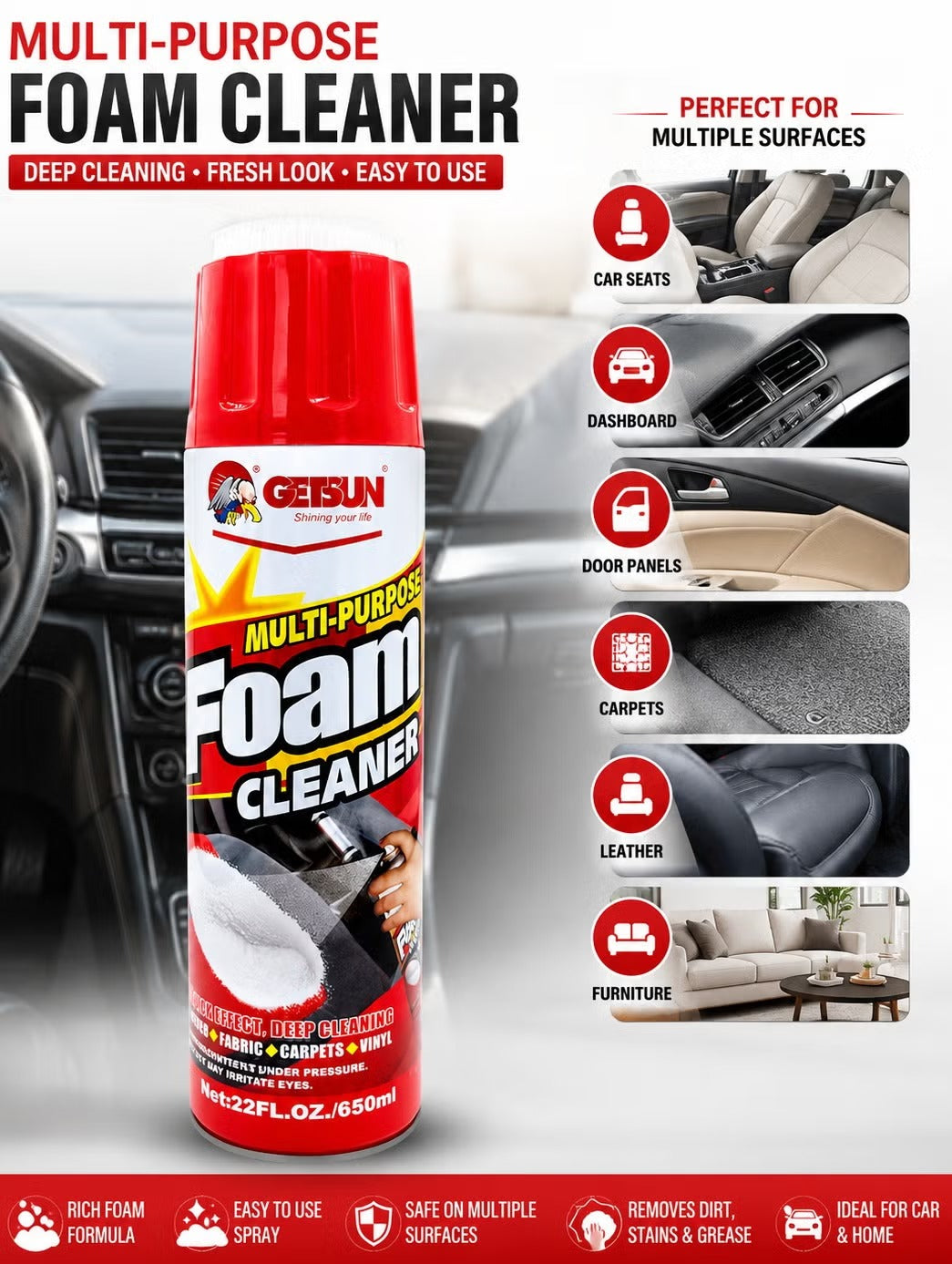 Multipurpose foam cleaner (2 pieces)